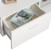 Woodyhome High Gloss TV Stand with LED Lights 2 Drawers Cabinet Unit Storage Entertainment for TVs up to 59 Inches