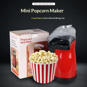 Comfook 1200W Mini Popcorn Maker Machine Hot Air Healthy No Oil One Button Operation Quick Popcorn Maker for Home Easy Clean Compact Kitchen Appliance