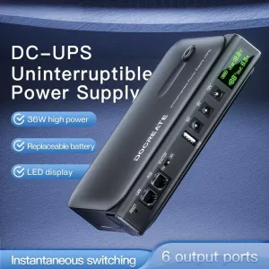 DC1036L DC UPS Uninterruptible Power Supply 36W Lithium Battery LED Display Multiple Voltage Output Instant Power Switching PoE Device Backup Power Supply Emergency Power Generator