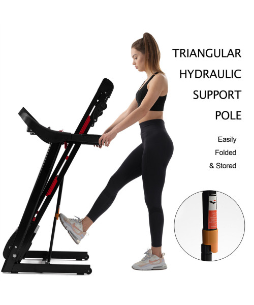 Bominfit JK88 Home Office Folding Treadmill - 3.5HP Quiet Motor | 1-16km/h Running & Walking | Installation-Free | Cup Holder | Folding Handle | Smart LED Display | Heart Rate Sensor | Max 150kg User Weight