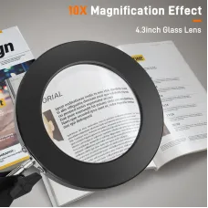 GOCHIFIX 2in1 10X Magnifying Glass with Light LED Magnifying Lamp with Stand and Clamp Rack,3 Color Modes 10 Level Brightness for Craft Reading Repair Close Work