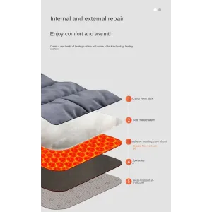 Heated Seat Cushion Office USB Winter Warmer Temperature Adjustable Graphene 5V Electric Chair Pad Electric Heating Cushion Pad Chair Winter Warming 3 Layer Blanket
