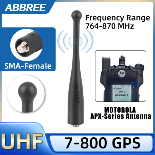 ABBREE 7-800 GPS Antenna SMA-Female UHF 764-870MHz Stubby Antenna for Motorola APX Series APX 1000 4000 6000 APX 6000XE 8000XE