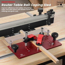 ENJOYWOOD Hooked On Wood Precision Router Table Rail Coping Sled Woodworking Professional Rail Guide Safety Coping Sled for Cabinet Door Joints / Drawer Fronts