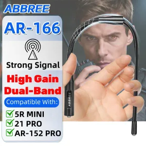 ABBREE AR-166 SMA-Female Gooseneck Antenna UHF VHF 39cm Flexible 360 Bending High Gain Signal Booster for Ham Radio Walkie Talkie Baofeng