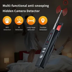 Multi-functional Camera Detector 500mAh 1MHz-6.5GHz Small Camera Finder Adjustable Sensitivity Portable Anti-Snooping Device Type-C Rechargeable Battery Long Battery Life