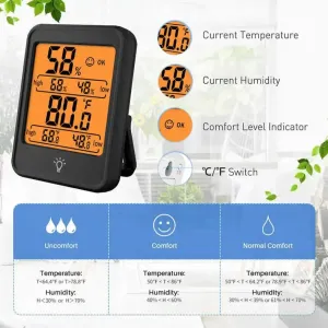 MC40 Indoor Digital Temperature Humidity Meter with Stand Magnet Portable House Office Temperature Monitor Thermometer Hygrometer