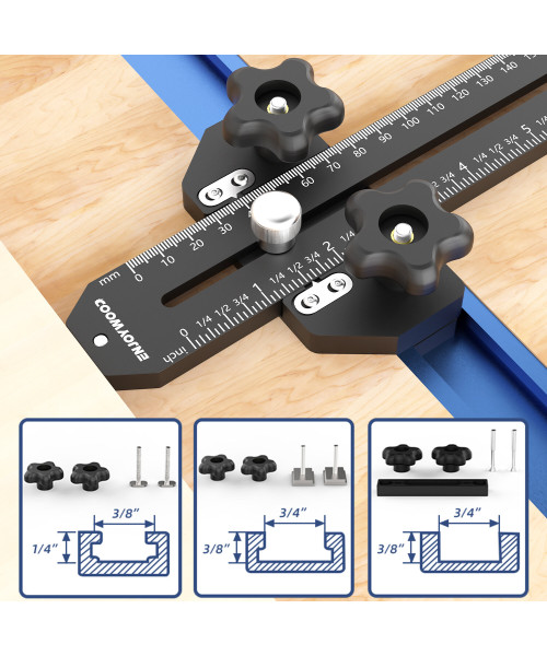 ENJOYWOOD 160mm Thin Rip Jig Table Saw Jig Guide for Making Repetitive Narrow Thin Strip Cuts Woodworking Tools Fast Thin Rip Guide for Table Saw Band Saw Router Table Fits for 3/8" x 3/4" T Slot