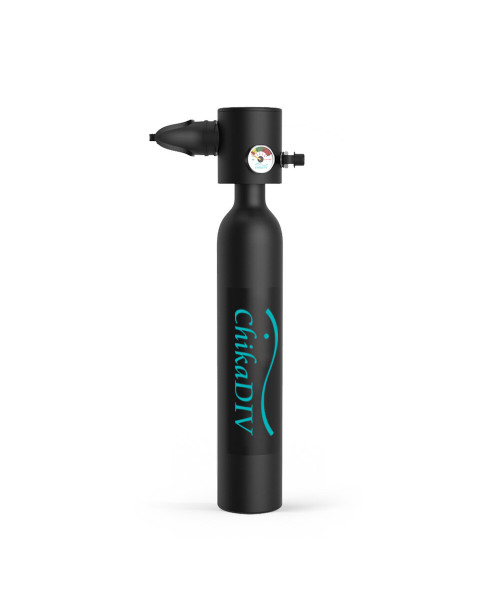 CHIKADIV C300 0.5L Mini Scuba Tank Set Black Refillable Air Tank Oxygen Cylinder Underwater Diving Gear Portable Snorkeling Equipment