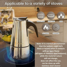 Godmorn Stovetop Espresso Maker, Moka Pot, Percolator Italian Coffee Maker, 300ml/10oz/6 cup (espresso cup=50ml), Classic Cafe Maker, stainless steel , suitable for induction cookers