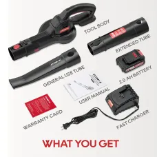 Ecomax 18V Electric Leaf Blower Cordless with 2 Battery & Charger, Lightweight Blower Battery Powered for Lawn Care & Snow Blowing & Yard Cleaning