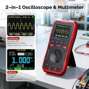 17 inch Screen Digital Oscilloscope Multimeter 2 in 1 Handheld Car Maintenance Diagnostic Tool 1MHz 2.5MSps Laboratory Oscilloscope Electrical Repair Oscilloscope