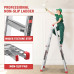 Ecomax Folding Ladder, 13 ft Aluminum Extension Ladder, 300 lbs Load Capacity, Portable Telescoping Ladder with Non-Slip Rubber, Multi-Position Step Ladders, for Working EM4X3L2, Silver