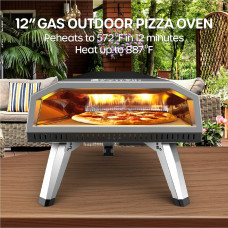 ECOWELL EPO120 Pizza Oven Outdoor Stove 12"Outside Stone/Peel, Infrared Thermometer and Portable Waterproof Cover Pizza Oven