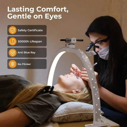 Janolia Half Moon Light for Nail Desk 29In Nail Tech Lamp Nail Table Light 7 Color Modes 10 Brightness for Tattoo/Eyelashes/Nail/Spa/Salon/Makeup