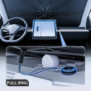 Car Front Windshield Pull Ring Retractable Sunshade for Windshield Heat UV Protection Foldable Summer Protection Car Seat Heat Insulation