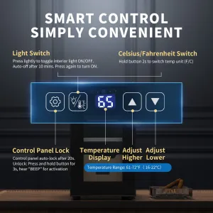 NEEDONE Electric Cigar Humidor 26L with Heating and Cooling Quiet Control System Thermostatic Cooler Cabinet for 200 Counts with Spanish Cedar Wood Shelves & Drawer with Hygrometer Gift for Men