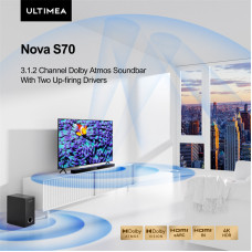 Refurbished ULTIMEA Nova S70 3.1.2 Soundbar 390W True Dolby Atmos Soundbar BassMax 4K Dolby Vision HDR Passthrough 3EQ Modes Wired Speaker Subwoofer