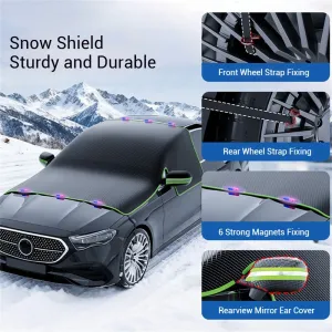 Car Oxford Cloth Snow Cover Windshield Antifreeze Covers 6 Strong Magnets with Reflective Strips for Cars and SUVs