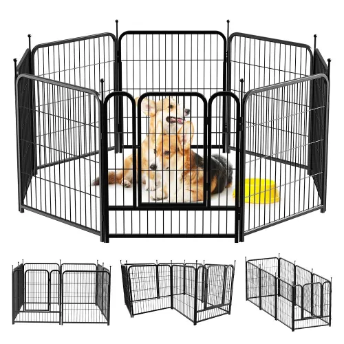 PawGiant Dog Playpen Designed for Indoor Use, Dog Pen with Rubber Pads for Small Medium Dogs Puppy Inside