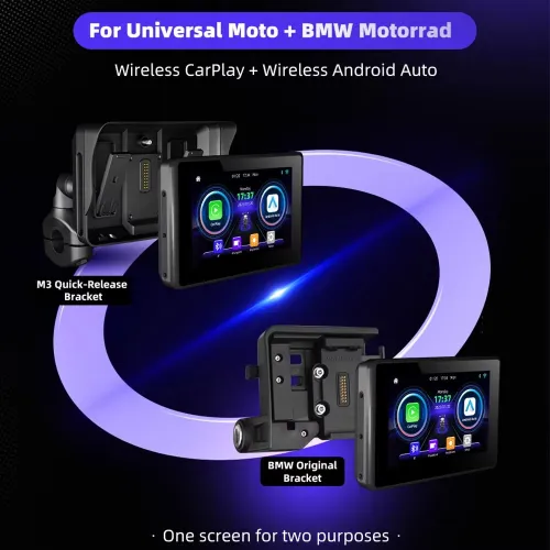 5.0" Wireless CarPlay Moto Android Auto Portable Digital Motorcycle Dashboard GPS Navigation Screen For BMW R1200GS R1250GS