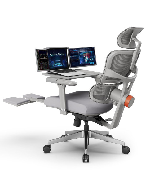 NEWTRAL NT002 Ergonomic Office Chair with Footrest High Back Desk Chair with Unique Adjustable Lumbar Support Backrest Seat Depth Adjustment Tilt Function 4D Armrest Recliner Chair for Home Office