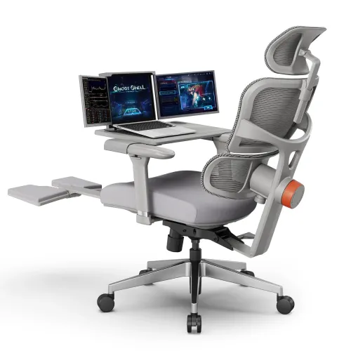 NEWTRAL NT002 Ergonomic Office Chair with Footrest High Back Desk Chair with Unique Adjustable Lumbar Support Backrest Seat Depth Adjustment Tilt Function 4D Armrest Recliner Chair for Home Office