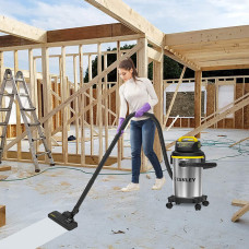 SL18129 For STANLEY Wet/Dry Vacuum 4 Gallon 4 Peak HP Stainless Steel Tank Powerful Suction Portable Shop Vacuum with Accessories