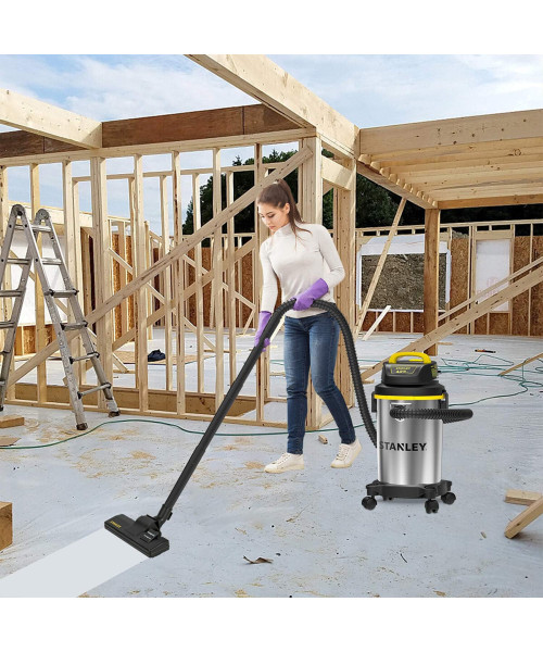 SL18129 For STANLEY Wet/Dry Vacuum 4 Gallon 4 Peak HP Stainless Steel Tank Powerful Suction Portable Shop Vacuum with Accessories