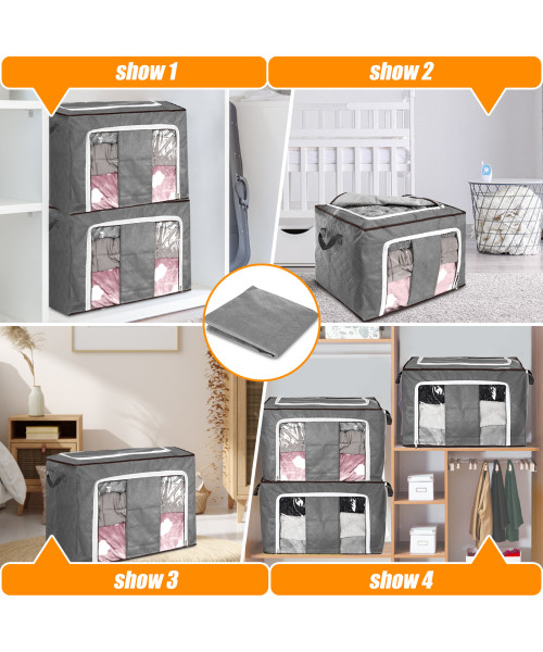 TVIRD 4 Packs 90L Large Storage Bags Clothes Organizer Storage Two-way zipper Two handles Front PVC transparent material Single capacity