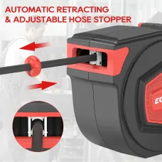 ECOMAX 3/8 in. x 50 ft Retractable Enclosed Air Hose Reel with Auto Rewind Heavy Duty Reel NPT 1/4 Inch Any Length Lock 180 Swivel Bracket MAX Pressure 348 PSI
