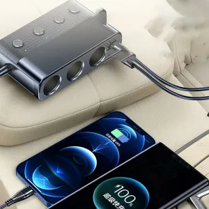 9 in 1 171W Smart Car Fast Charger Expansion Port PD30W+PD30W+QC18W Car Fast Charging 3 Socket Dual USB Ports Voltage Monitor