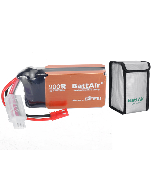 ISDT BattAir 2nd Gen 7.4V 900mAh 30C 2S Smart LiPo Battery Wireless APP Control JST Plug for Axial 1/24 SCX24 RC Drones Airplane Cars