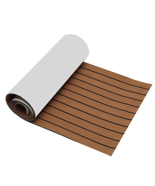 2400x600x6mm EVA Foam Brown With Black Line Boat Flooring Faux Teak Sheet Pad