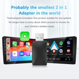 YUEHOO 2 in 1 Wireless CarPlay Adapter for Apple & Android Car Wireless CarPlay Dongle Receiver Adapter for Wired Wireless Adapter for Android Car iOS Plug and Play