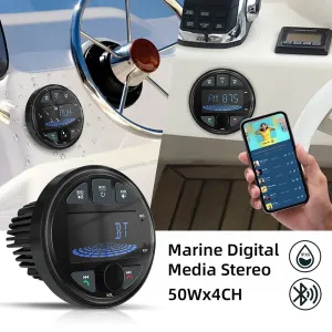 RHYTHM Boat Radio Marine Stereo Source Media Player AM FM Receiver MP3 MP4 Video Play Bluetooth AUX for ATV UTV Cart Motorcycle