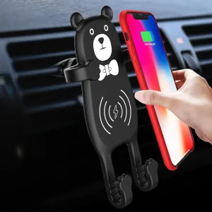 MANMOO BEAR X8 Car QI Air Vent Wireless Phone Charger Holder Silicon Gel Mount for iPhone XS