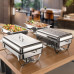 Warmounts 8QT 2 Pack Grid Pans Rectangle Chafing Dish Food-Grade Stainless Steel Catering Buffet Food Meal Plates For Hotel Party Picnic
