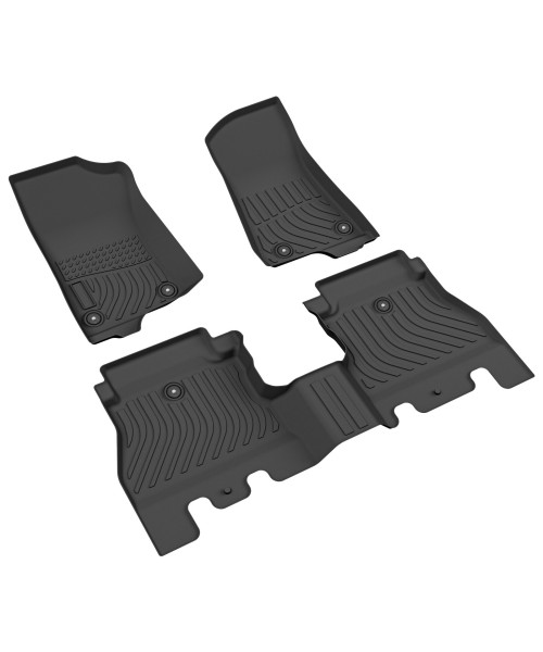 2xFront Floor Mats + 1xRear Floor Mat TPE Rubber For Jeep Wrangle Unlimited JL 4-Door 2018-2023