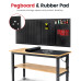 ENJOYWOOD WB0102-Plus 60 Inch Workbench with Pegboard & Rubber Pad / Adjustable Height / 2000 LBS Load Capacity / Power Outlet for Woodworking Garage Workshop Office Shop