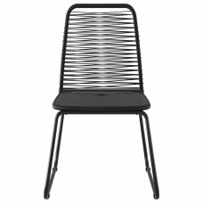 7 Piece Garden Dining Set PVC Rattan Black