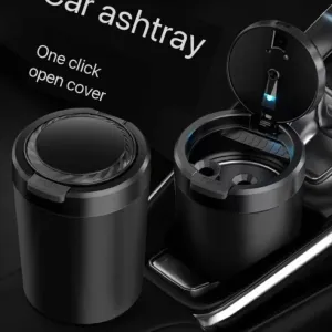 Car Ashtray Multifunctional with Cover Home Smoke Bucket with LED Light Car Portable Ashtray Smokeless Auto Ashtray Holder