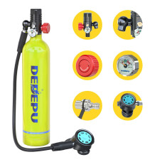 DEDEPU S5000PLUS-B 1L Scuba Tank Oxygen Diving Cylinder with 8-20 Minutes Respirator Breathing Portable Snorkeling Scuba Tank Kit with Snorkel Mask Adapter