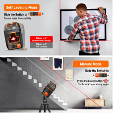 GOCHIFIX Laser Level Self Leveling 360 Red Laser Level Line Tool Wall Suction Stand Receiver 100ft Line Laser for Picture Hanging Outdoor Rechargeable Battery