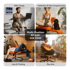 NEWTRAL FREEDOM-X PRO Fabric Waterproof Multi-Posture Cross-Legged Chair with Armrest Transparent Skate Wheels