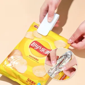 Portable Bag Heat Sealer Plastic Package Storage Bag White Mini Home Sealing Clip Food Snack Fruit Fresh Keeping Gadgets