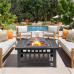 Fire Pit 32'' Wood Burning Firepit Metal Square Outdoor Fire Tables SteelFire Pit Bowl with Spark Screen Cover, Poker Log Grate for Patio Camping Backyard Garden Picnic, 8866
