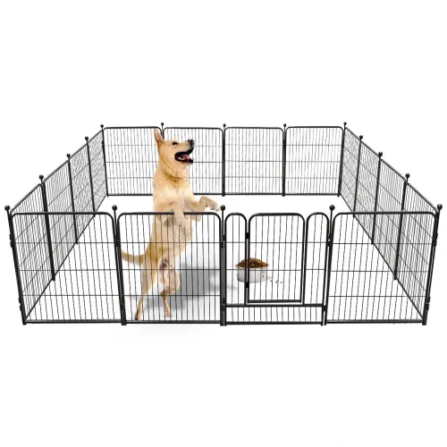 PawGiant Heavy Duty Metal Dog Exercise Playpen Fence for Indoor Outdoor 16 Panels 32 Inch Height