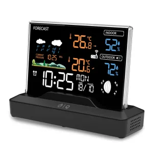Wireless Weather Station Indoor with Forecast Moon Phase Barometer Alarm 7 Buttons Backlight RF Sensor Large LCD Display Outdoor Thermometer Hygrometer