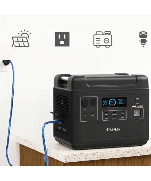 IDEAPLAY SN2200 Portable Power Station 2000Wh LiFePO4 Battery Pack Solar Generator with 6 110V/2200W Pure Sine Wave AC Outputs, Portable Generator with 25A RV Output for Outdoor Camping, Home UPS Power supply, Emergency